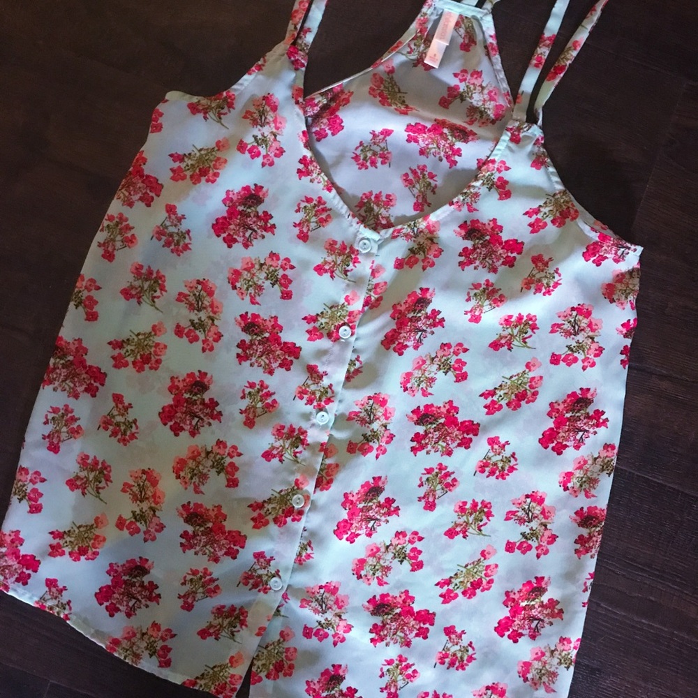 Shear Silky Floral Tank